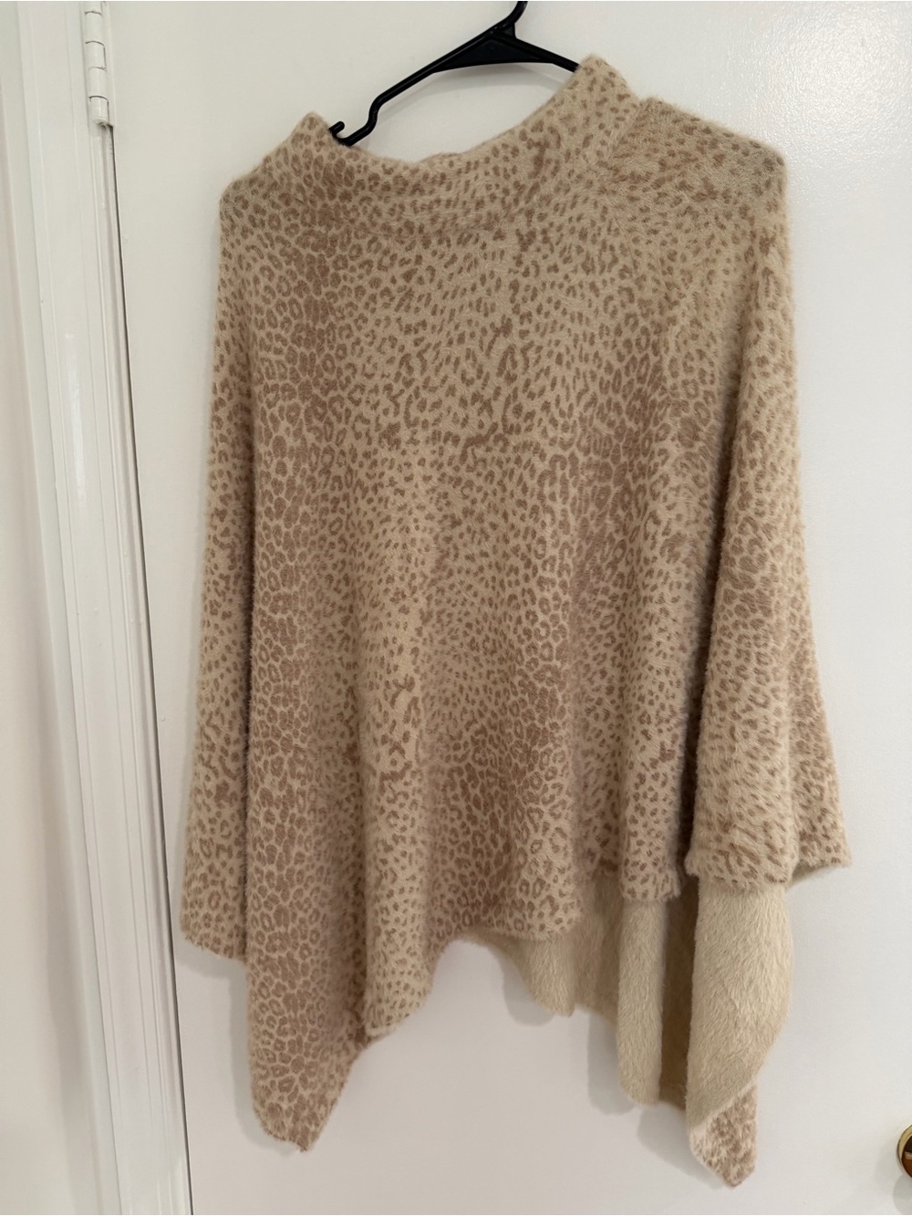 Beige Animal Print Mock Neck Women's Sweater